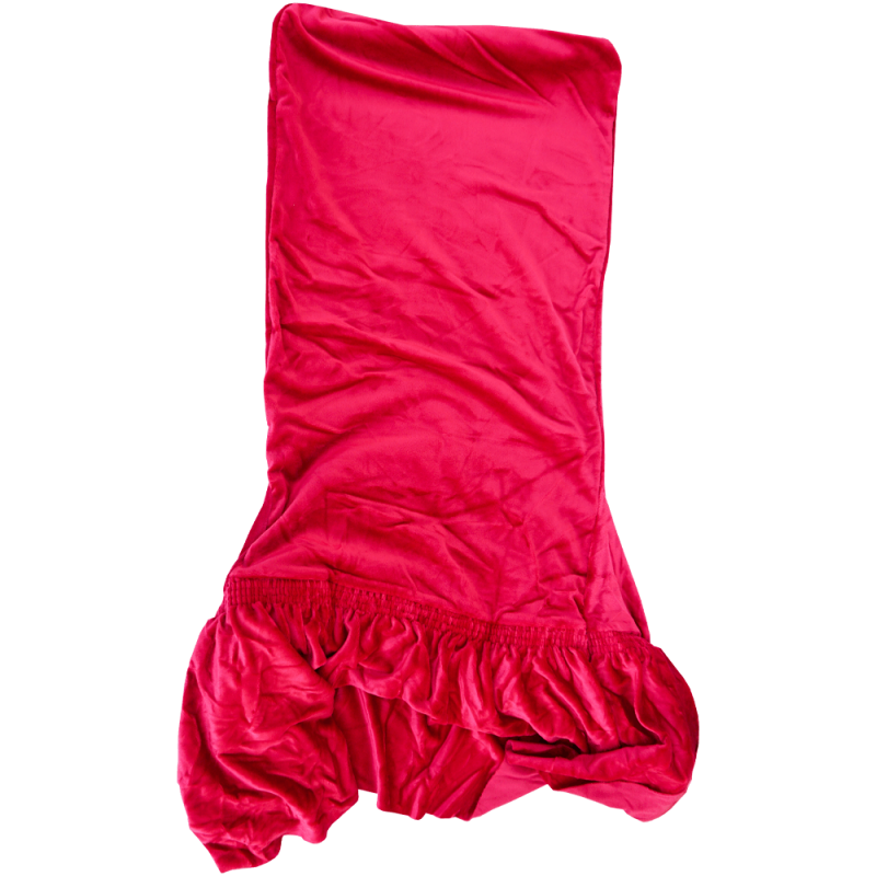 Set 6 huse pentru scaune, roșii, din catifea, cu elastic, 118 x 40 cm